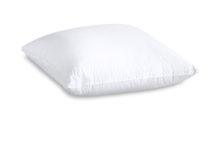 Ein weißes Kissen vor einem schwarzen Hintergrund.